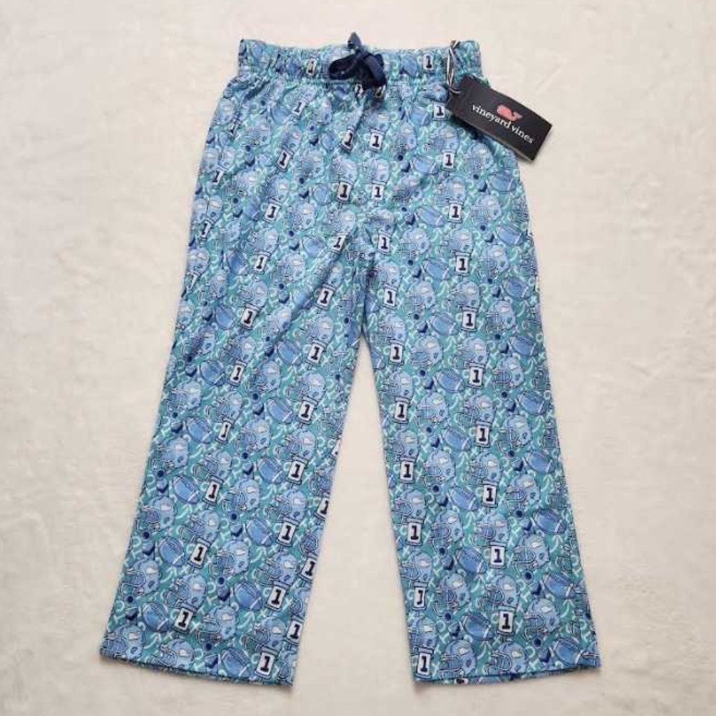New Boys 5 Vineyard Vines Football Whale Knit Pajama Lounge Pants